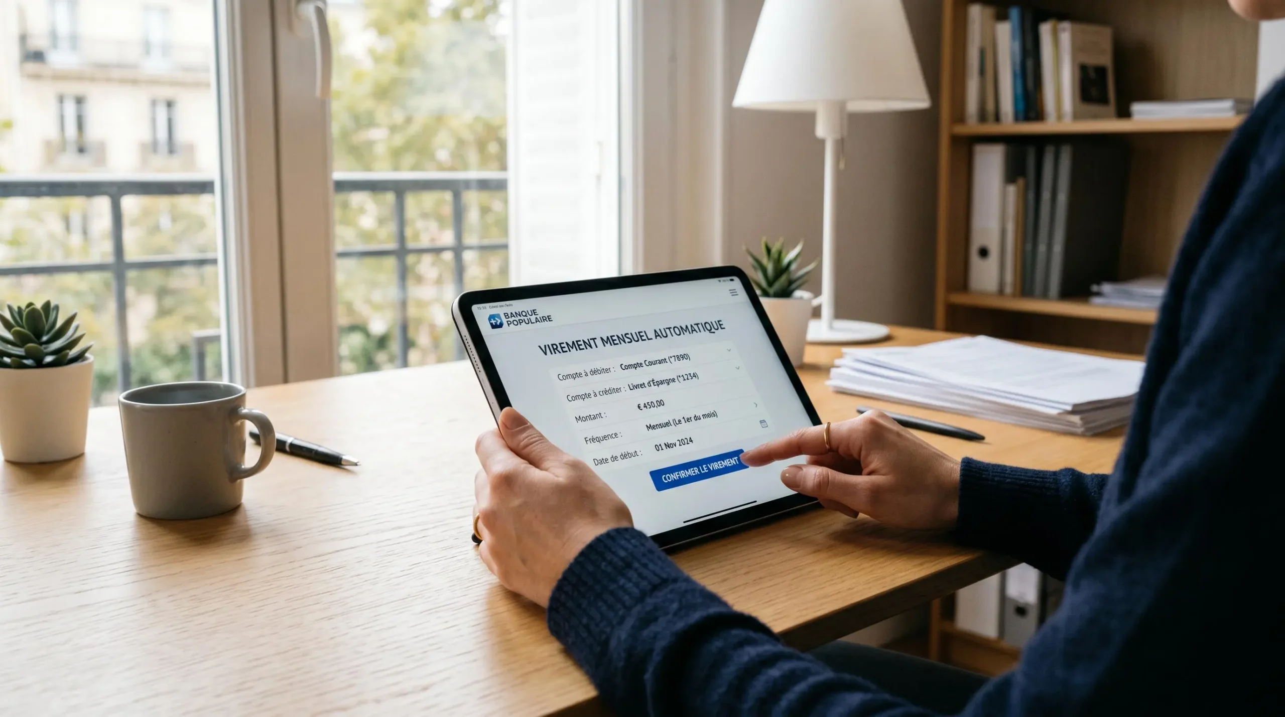 Interface bancaire numérique permettant la programmation de virements automatiques vers un livret d'épargne